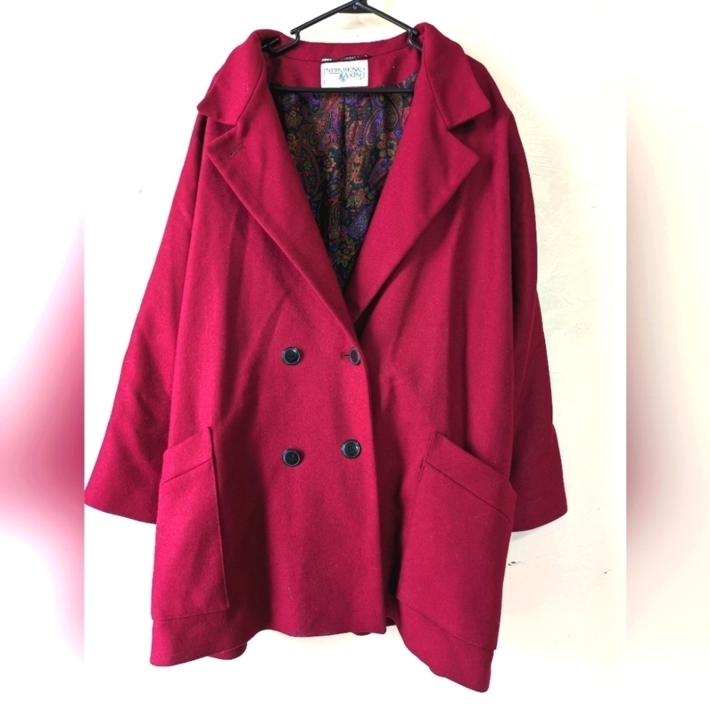 PURE WOOL Pea Coat, Vintage, Dolman Sleeve, Size 22, Gorgeous!